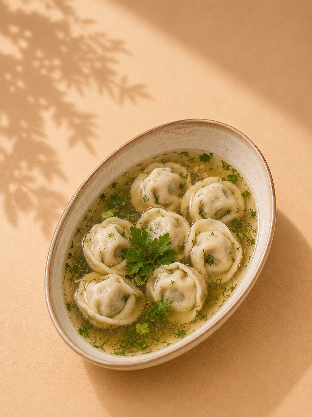 Пельмени с бульоном